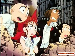 Hentai boy caught and brutally fucked by monster boobs anime